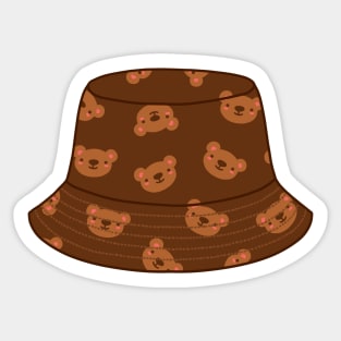 Bucket hat with bear pattern Sticker